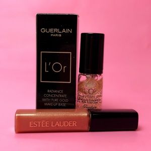 Guerlain L’Or makeup base & Estée Lauder Lipgloss
